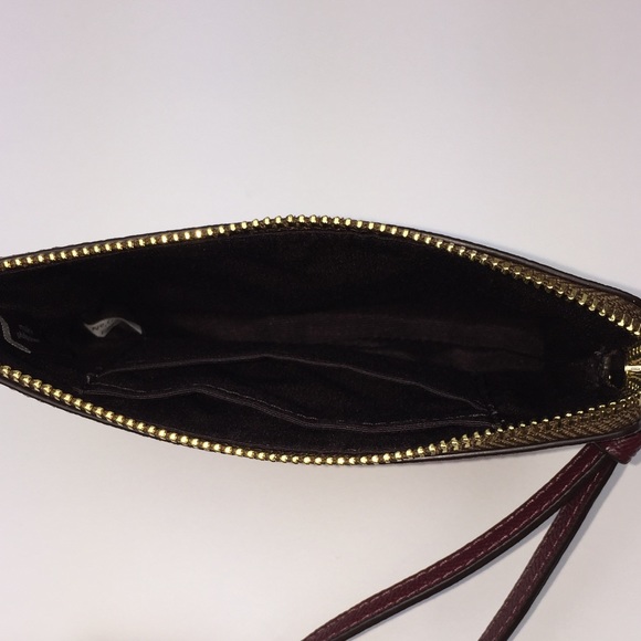 Coach Corner Zip Wristlet Khaki Metallic Cherry - Picture 5 of 5